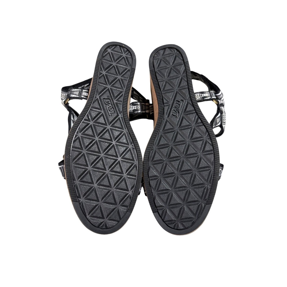 Teva Zirra Wedge Sandals Women 8 Black White Cork Geometric Strappy EUC - Picture 6 of 6